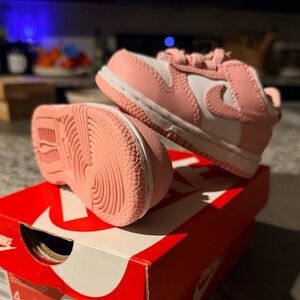 Nike Dunks Kids Pink and White Sneakers